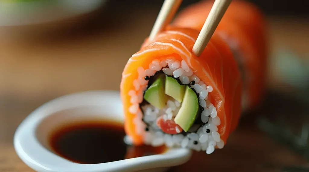 sushi order topped with salmon