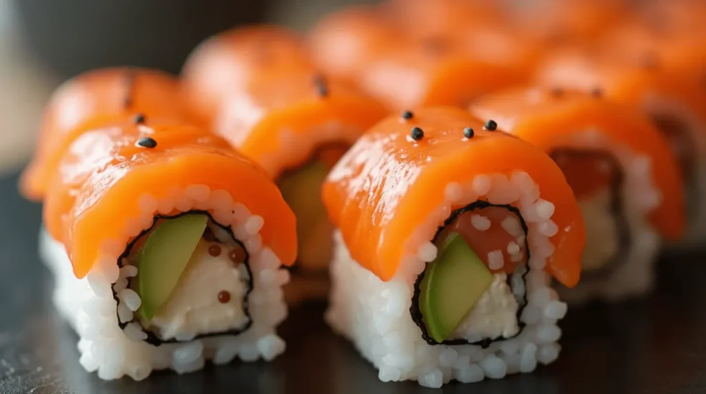 sushi order topped with salmon