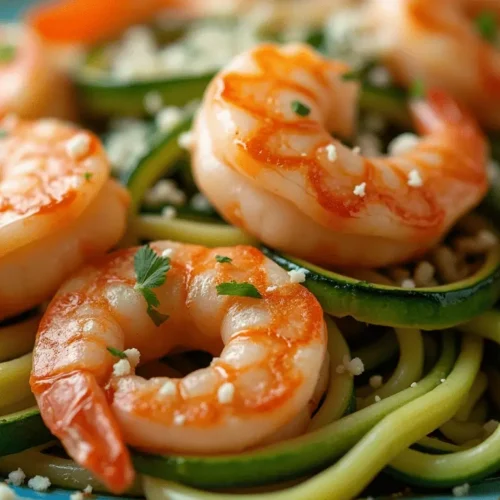 Pesto Langostino Zucchini Recipe with Pesto Sauce, Langostino, and Zucchini Noodles