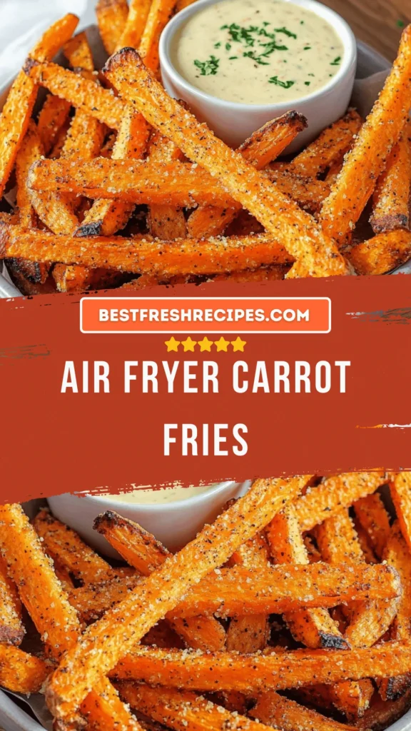 Healthy air fryer carrot fries, golden and crispy, served in a bowl.