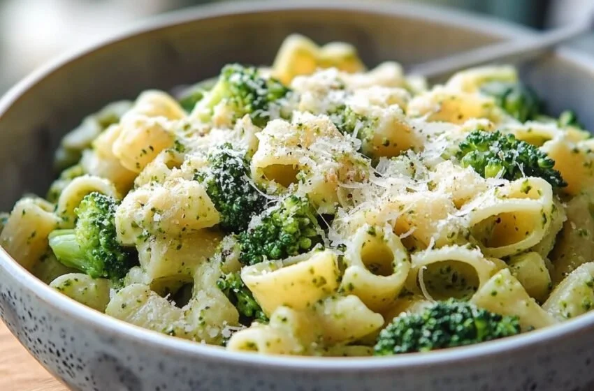 Healthy broccoli pasta dish with fresh broccoli and pasta