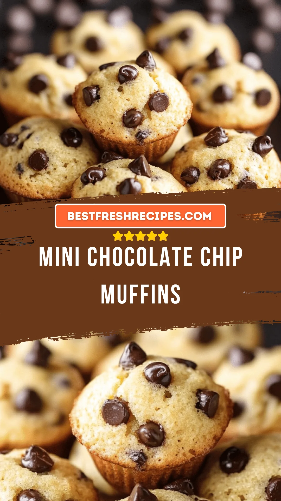 Mini chocolate chip muffins fresh out of the oven, golden brown and delicious