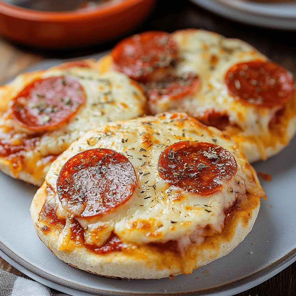 Delicious Air Fryer English Muffin Pizza topped with cheese and pepperoni