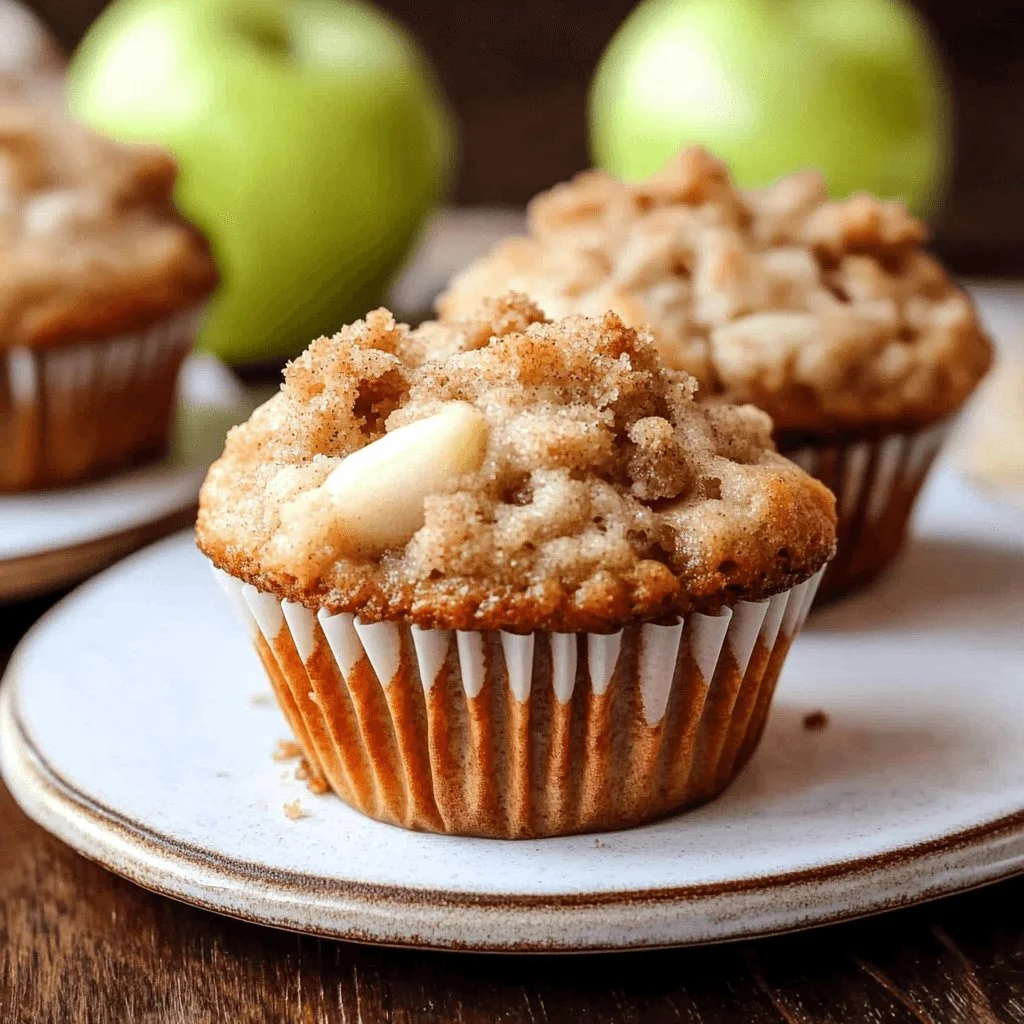 Delicious apple cinnamon crumb muffins fresh out of the oven.