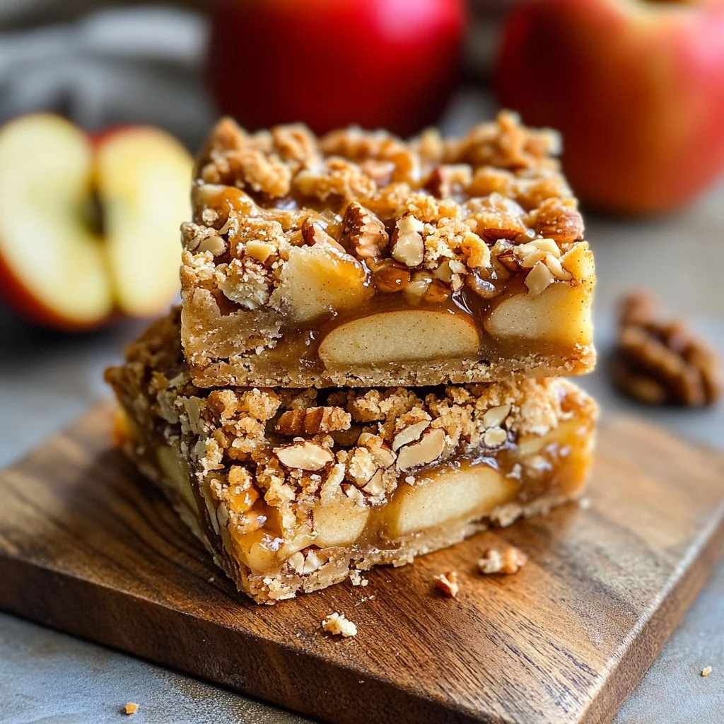 Delicious Apple Walnut Crumble Bars with fresh apples and walnuts