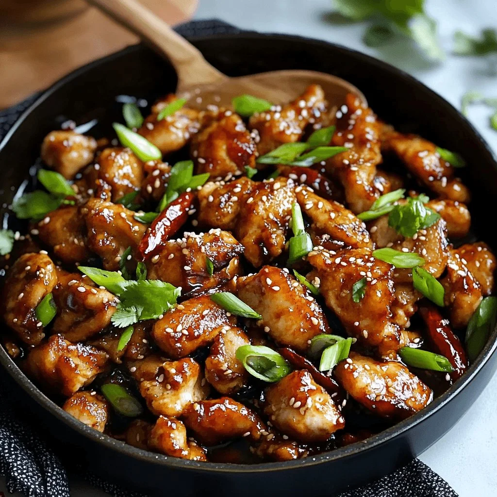 Plate of Asian-Style Crispy Garlic Chicken garnished with herbs.
