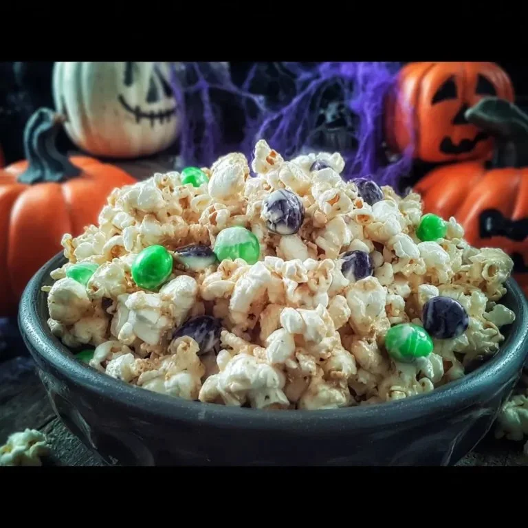 Deliciously spooky Halloween popcorn recipe with colorful toppings