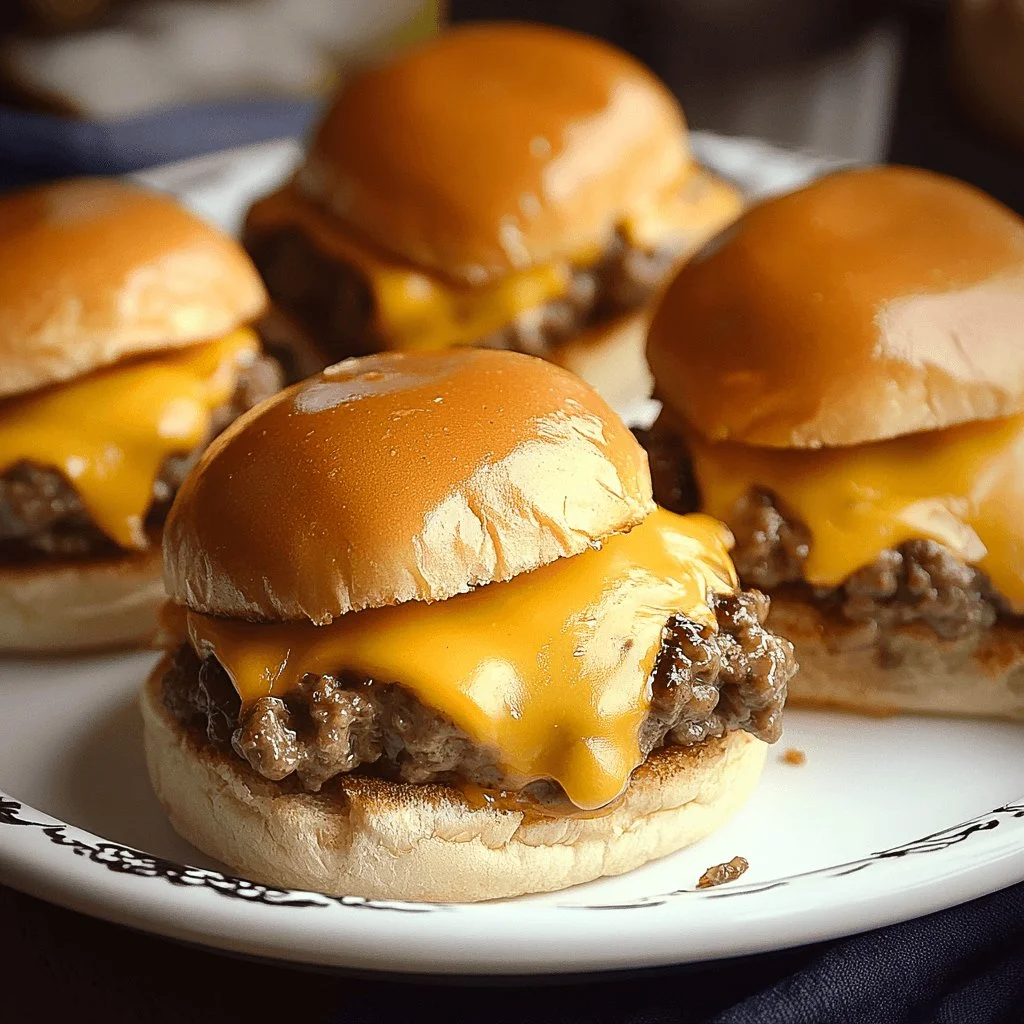 Delicious cheeseburger sliders on a platter, ready to serve at a party.