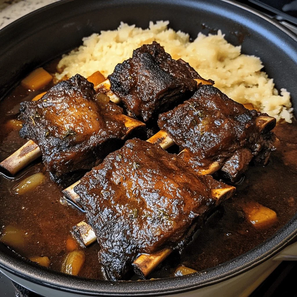 Delicious Cider Braised Short Ribs served with vegetables on a plate