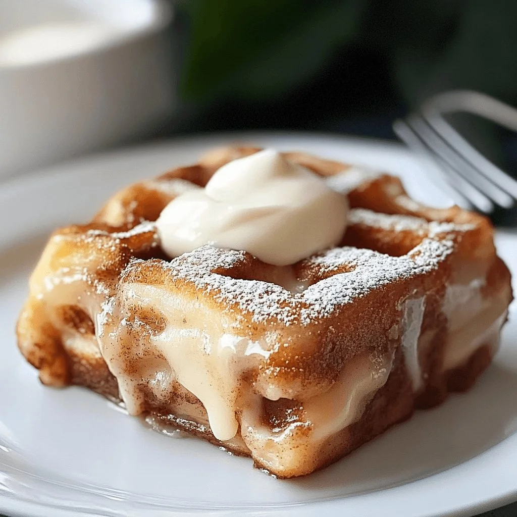 Delicious cinnamon roll French toast casserole topped with icing.