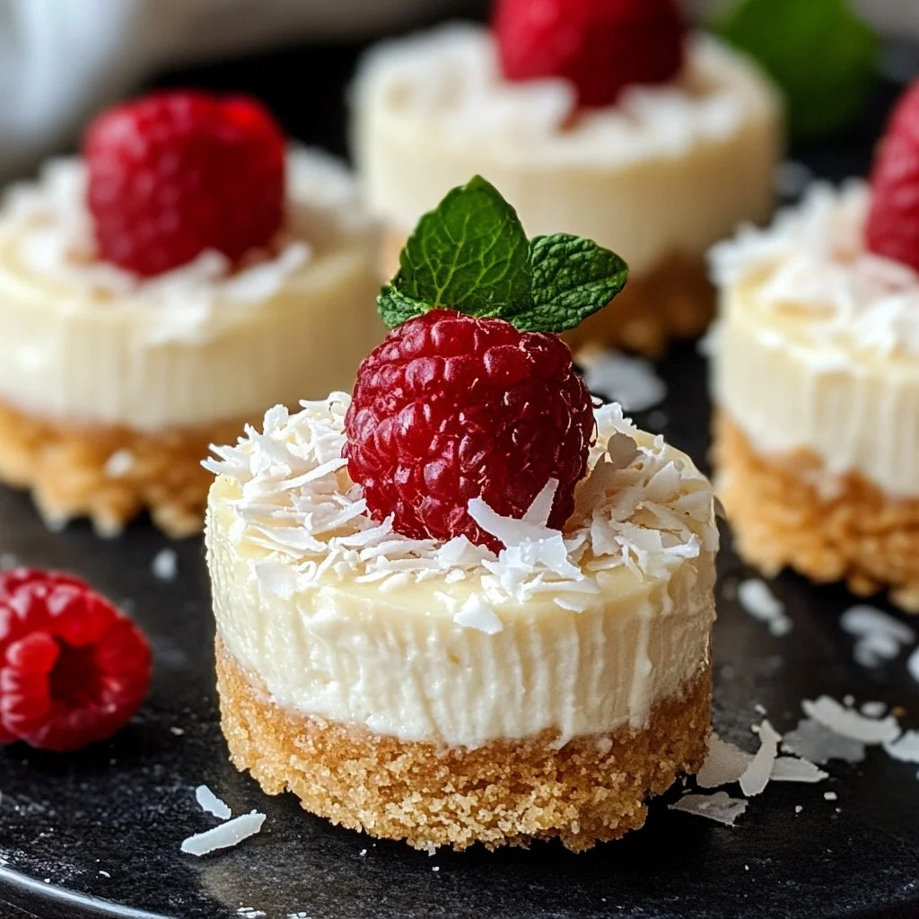 Delicious coconut milk mini cheesecakes in decorative cups