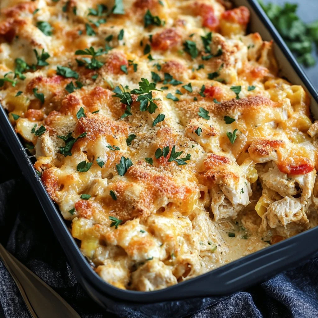 Delicious easy low carb chicken casserole ready to serve