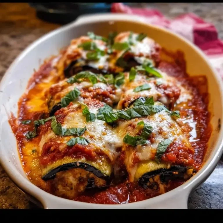 Delicious Eggplant Rollatini made with rich cheese and marinara sauce