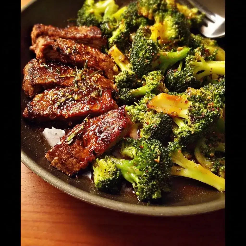 Five-Spice Steak with Broccoli ready to serve in a bowl