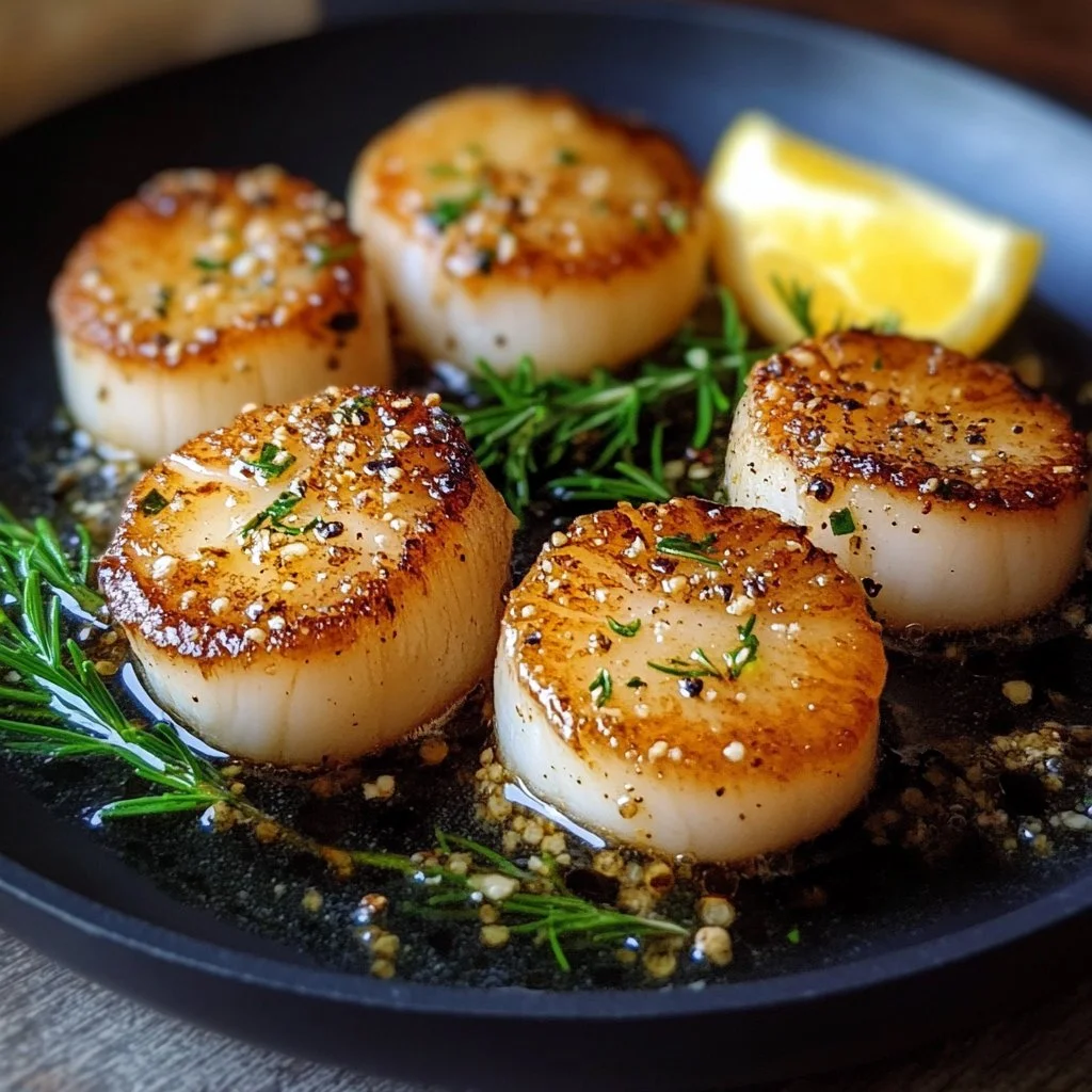 Delicious pan seared scallops by Gordon Ramsay served on a plate