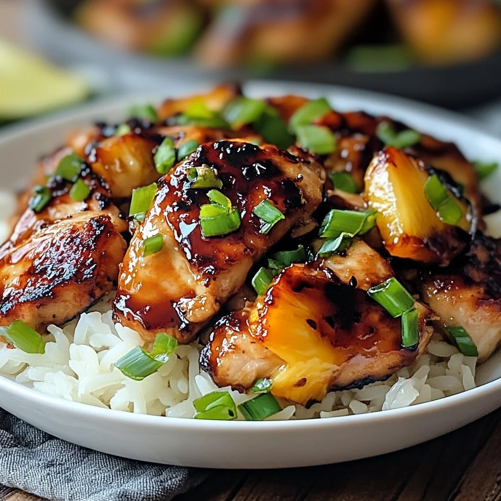 Hawaiian Huli Huli Chicken with Pineapple served on a plate