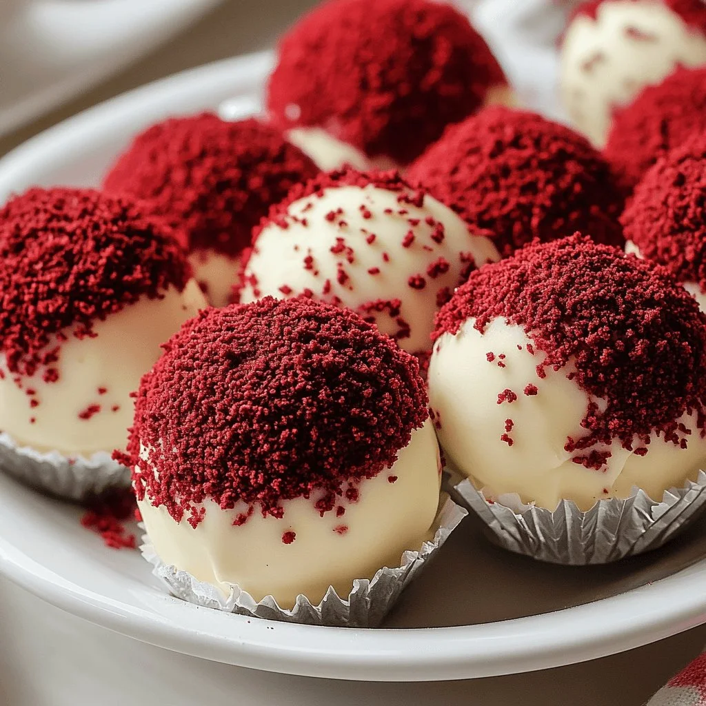 Delicious Red Velvet Cheesecake Balls on a white plate