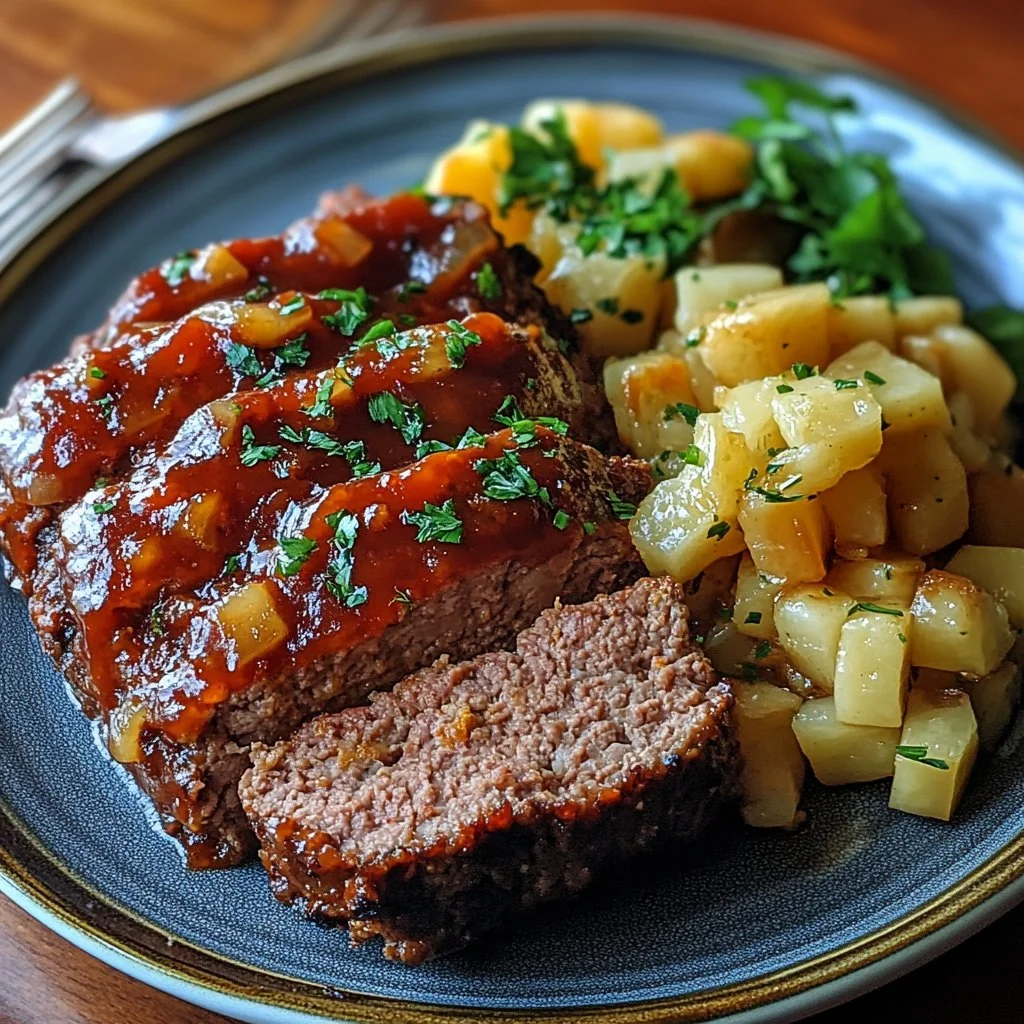 Delicious Southern Nana’s Meatloaf on a serving plate