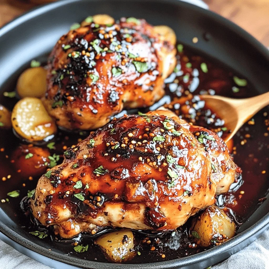 Delicious sweet and spicy honey glazed chicken served on a plate