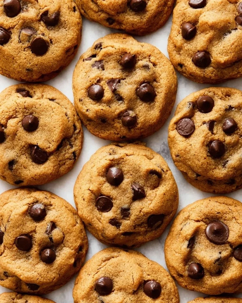 Chewy pumpkin chocolate chip cookies with warm spices and melty chocolate chips