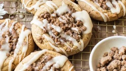 Delicious coffee cake cookies on a platter, ideal for coffee breaks.