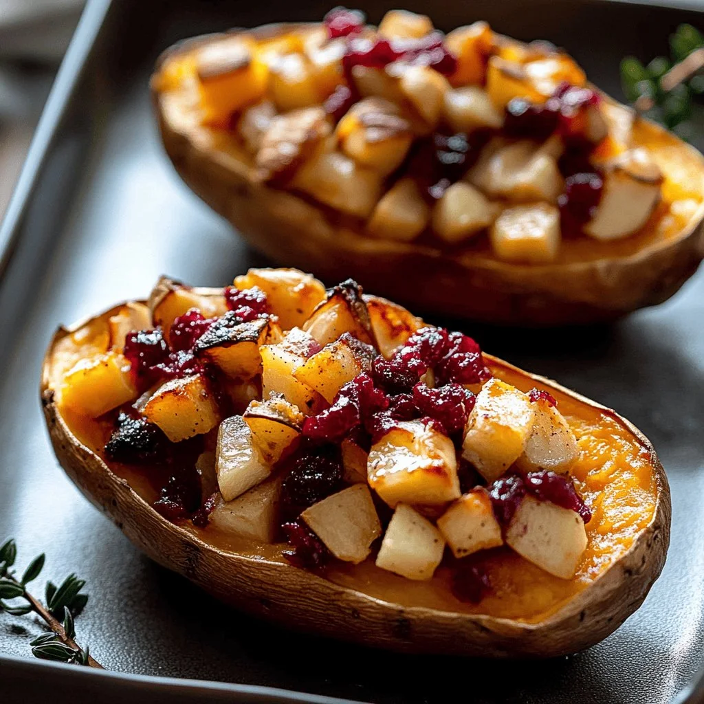 Cranberry Apple Twice-Baked Sweet Potatoes, a flavorful holiday dish