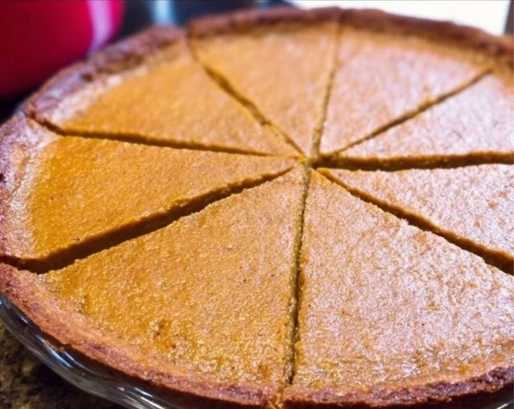 Delicious crustless pumpkin pie ready to be served