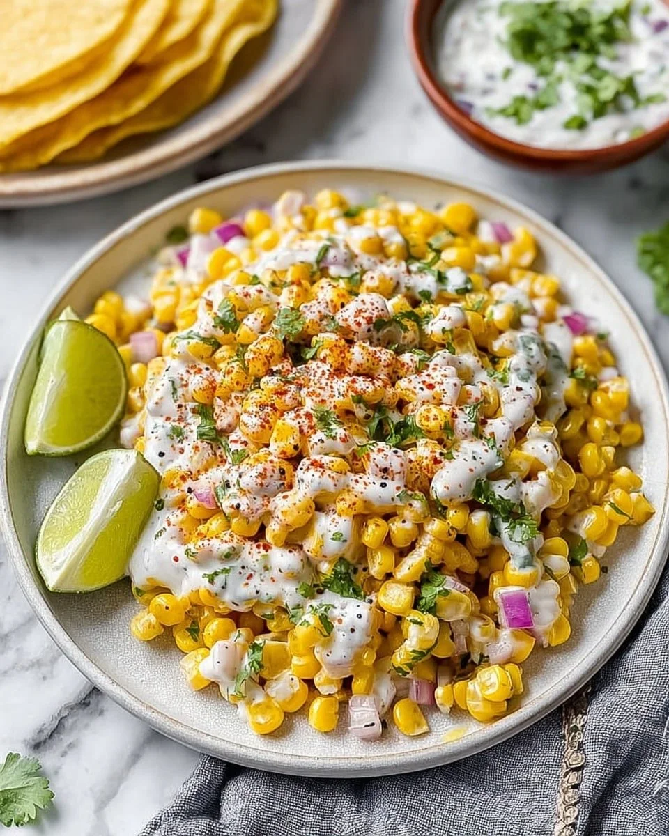 Bowl of delicious Mexican street corn salad with fresh ingredients