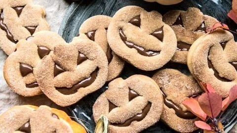 Delicious Milk Chocolate Stuffed Jack-O'-Lantern Cookies for Halloween