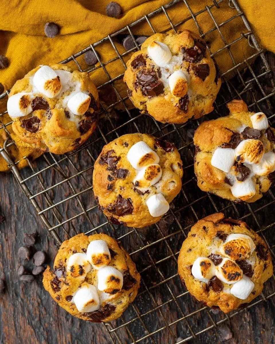 Delicious Pumpkin S'mores Cookies with marshmallows and chocolate