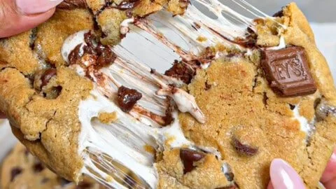 Delicious homemade s'mores cookies with chocolate and marshmallows